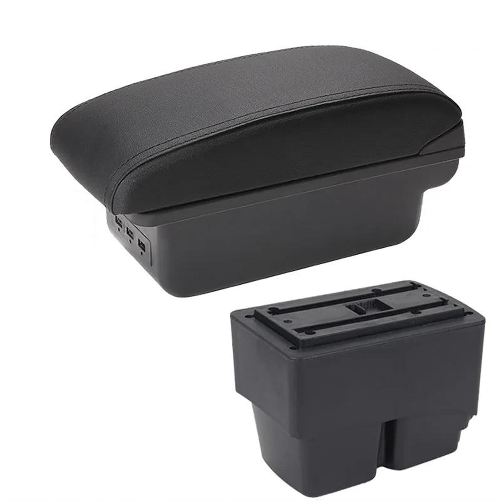 NMJLQW Storage Rack Car Center Console Storage Box Multifunctional Storage Box Interior Accessories For Fiesta(B2 Black line 3USB)