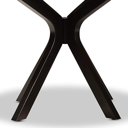 Miniatura 6 de Baxton Studio Kenji - Mesa de comedor redonda moderna y contemporánea de madera con acabado marrón oscuro de 48 pulgadas de ancho Marrón