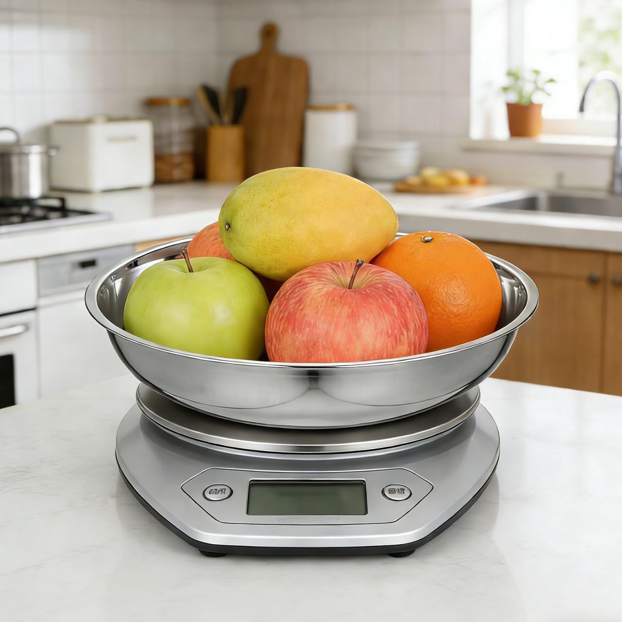 STOBAZA Báscula electrónica de acero inoxidable para alimentos, 25 cm, balanza digital para cocinar, hornear, cocina, laboratorio, suministros