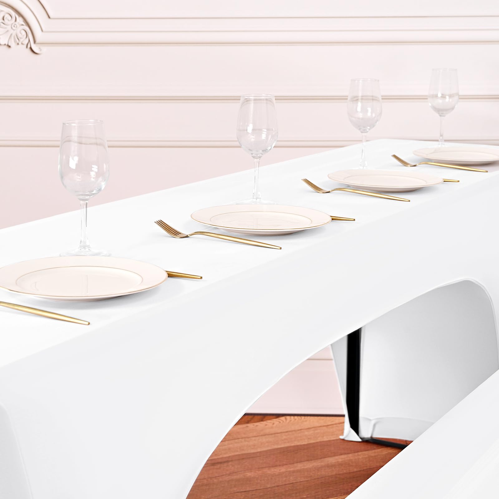 Lot de 3 Housses de Table à bière en élasthanne, Blanc, Extensible, pour Table de 50 cm de Large, Table à bière et Banc, Housse de Tente à bière, pour Banquet en Plein air, 220 x 50 x 70 cm