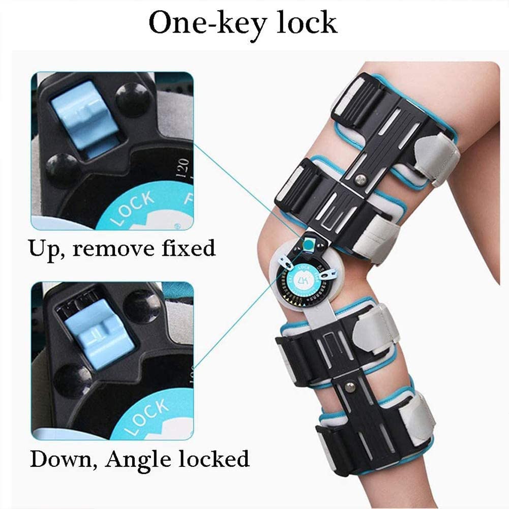 Rodillera con Bisagras ROM Ajustable, Universal con Bisagras Rodillera Telescópica ROM Ortesis De Rodilla Soporte Posoperatorio para Lesiones para ACL, PCL, MCL O LCL