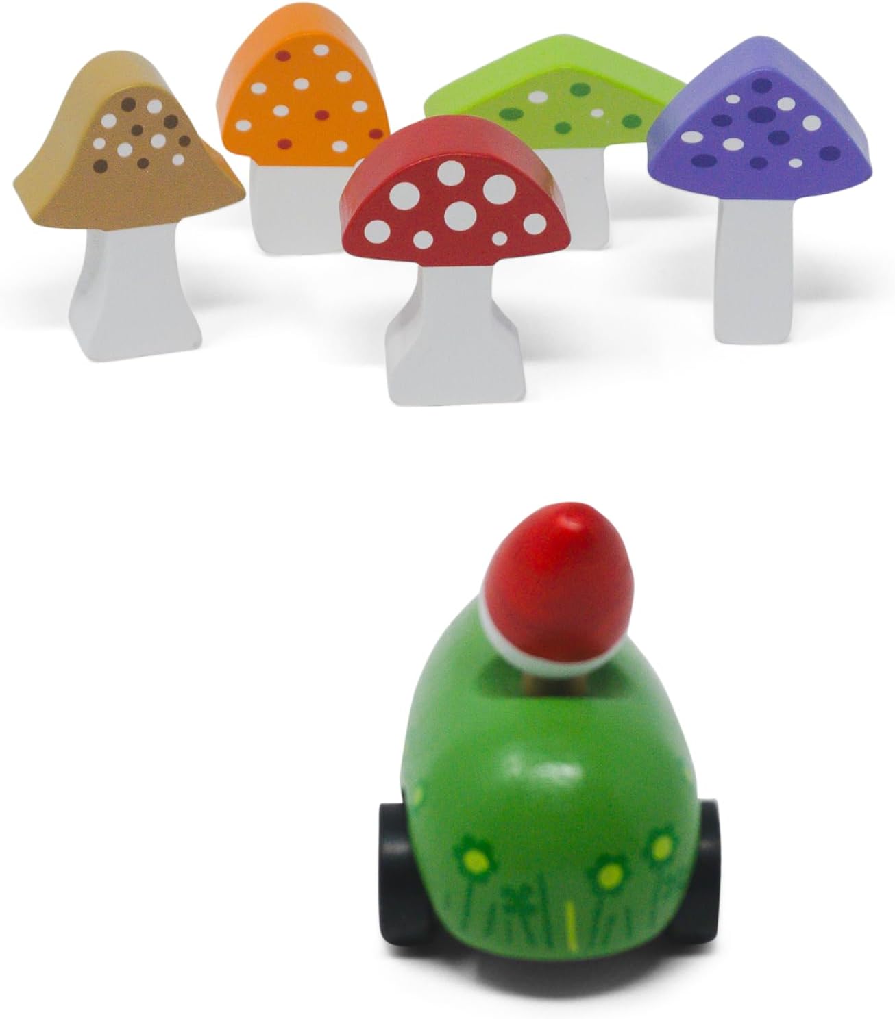 Jack Rabbit Creations Gnome & Mushroom Mini Bowling Game Wooden Indoor & Outdoor Toy for Kids- Wooden Skittles Set- Fun Montessori Game for Toddlers & Children