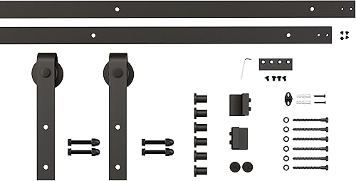Miniatura 4 de TMS Mini puerta corrediza de granero de madera de pino maciza teñida con kit de herrajes deslizantes (84 x 42 pulgadas, blanco)