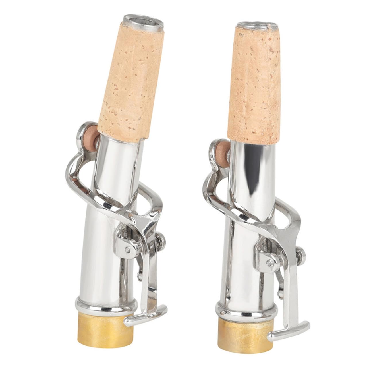 Lot de 2 Cols de Rechange pour Saxophone Soprano Argenté Cuivre