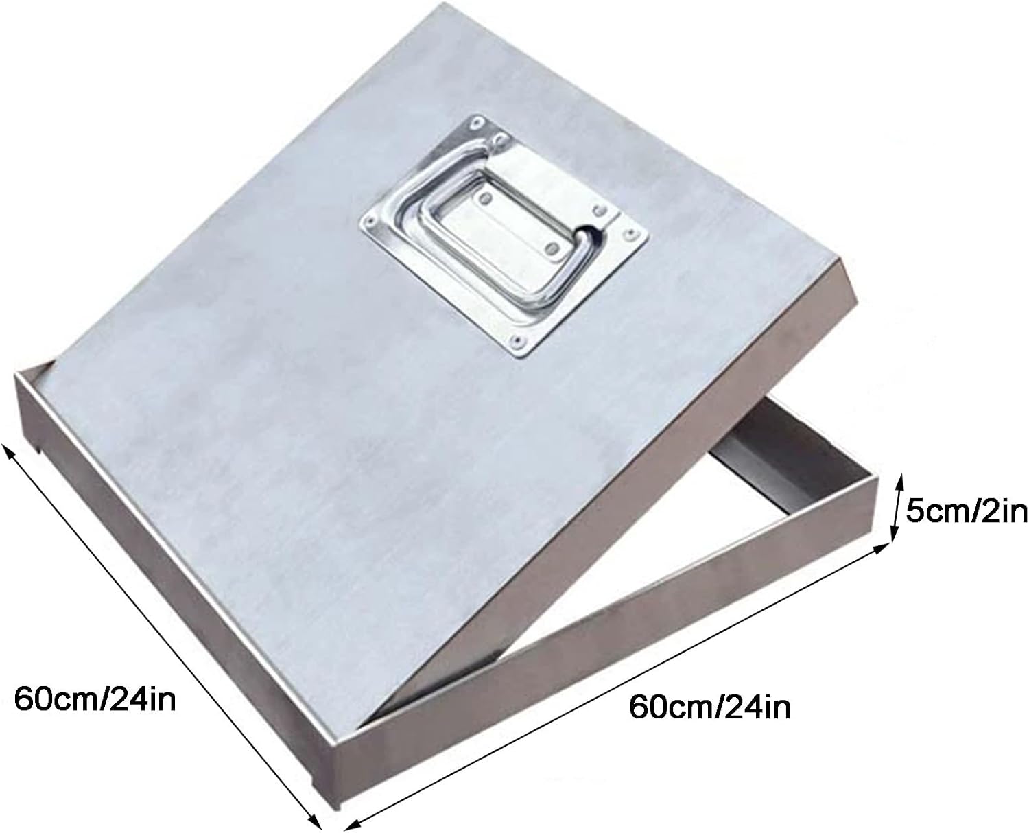 Heavy-Duty Stainless Steel Septic Tank Cover 60cm/24in Manhole Lid with Handle for Garden, Driveway & Sidewalk - Durable Access Plate for Long-Lasting Use