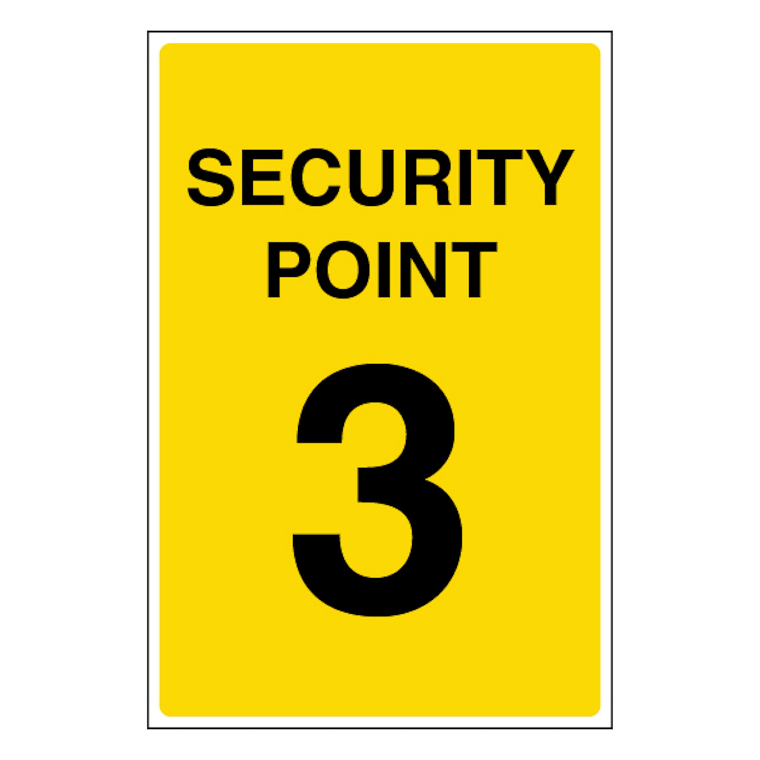 V Safety Security Point 3 100 x 150 mm - Glow In The Dark 1mm Rigid Plastic