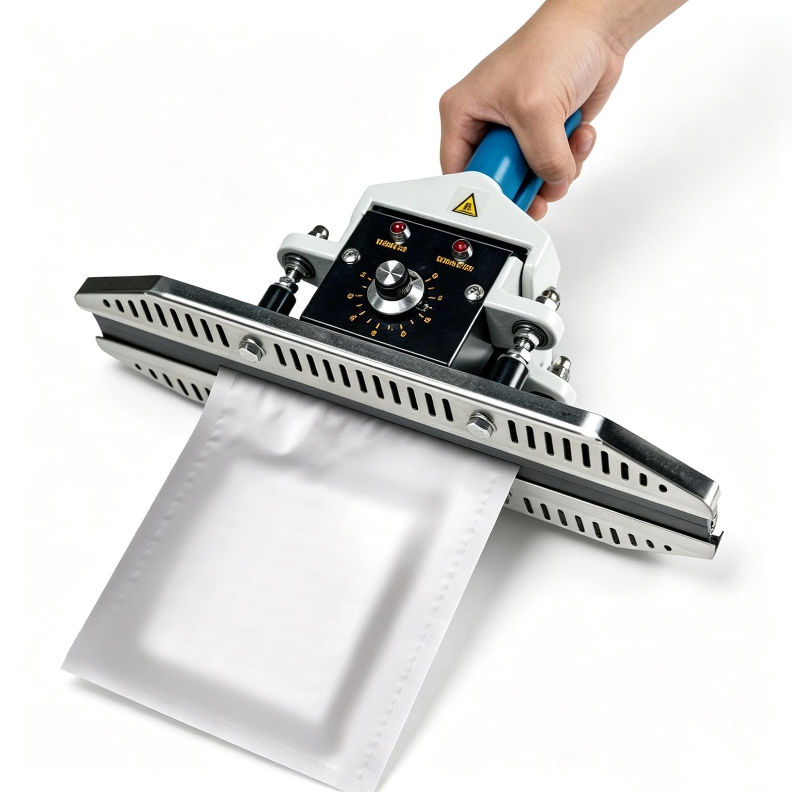 Sellador de crimpado de mano, máquina de sellado térmico profesional con temperatura ajustable de 0 a 300 °C para bolsas de mylar, papel de aluminio y kraft, herramienta térmica manual de 12 mm de