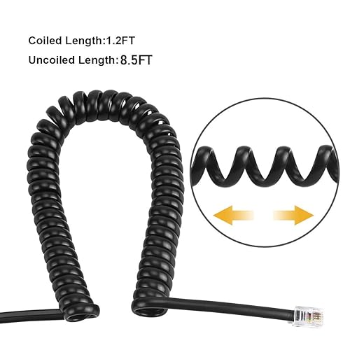 Miniatura 5 de 2 juegos de cables desenredantes de teléfono para teléfono, 2 unidades de cable de línea fija de 360 grados giratorioantienredos y 2 cables de