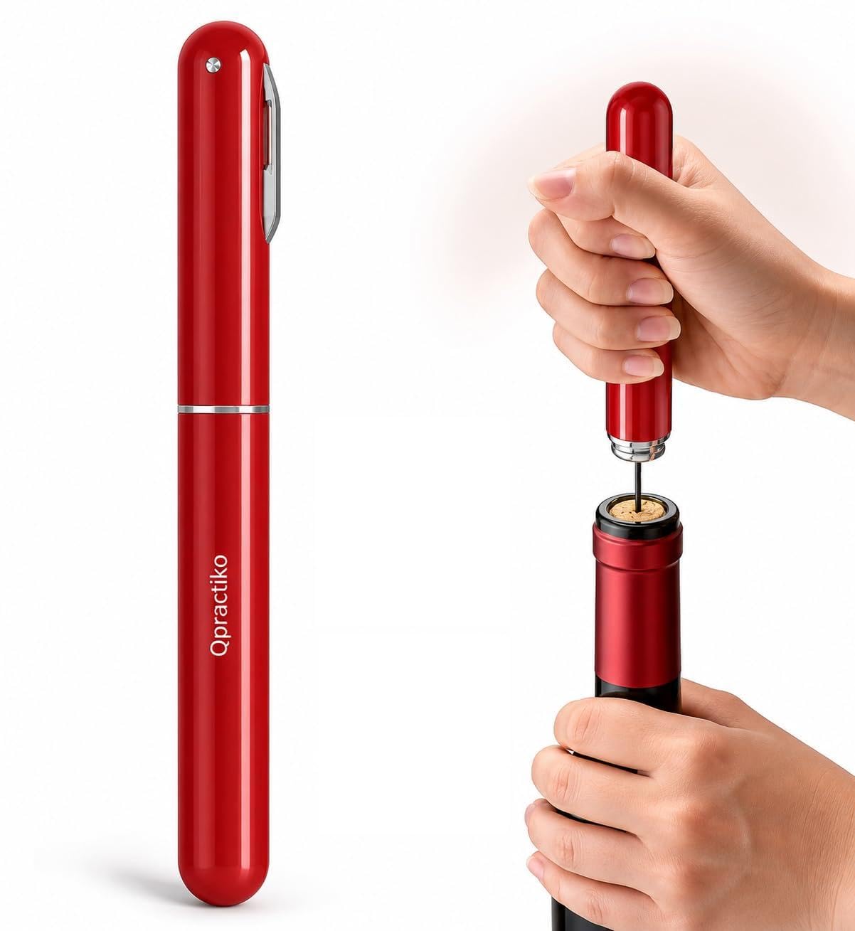Sacacorchos de aire a presión con aguja inox | ABS resistente, 3 pasos de uso, extrae el corcho, apto para corchos naturales