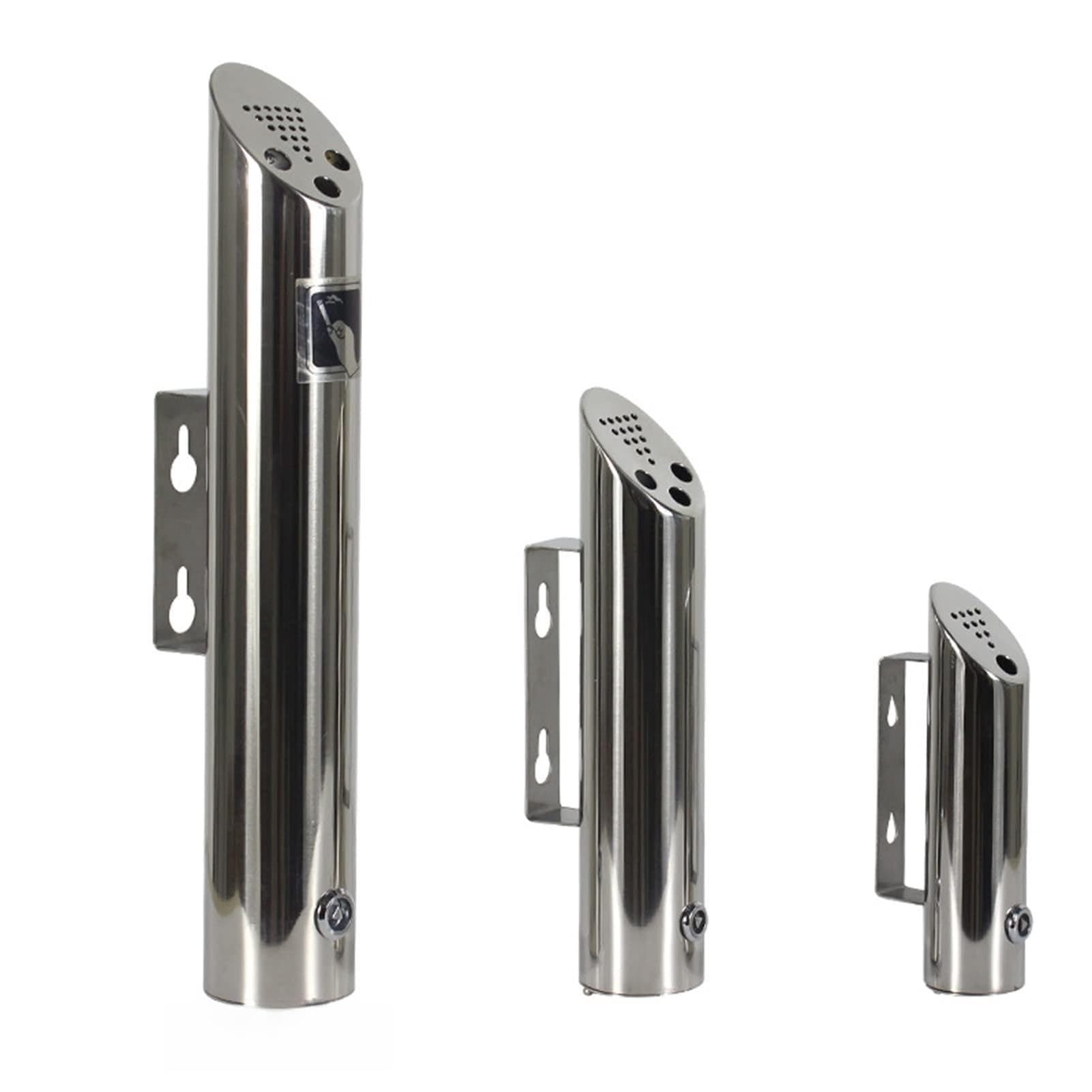 ashtray， Outdoor Ashtray - Wall Mounted Cigarette Bin Stainless Steel Lockable Ash Tray for Pub Office Restaurant Bar(5x20CM)