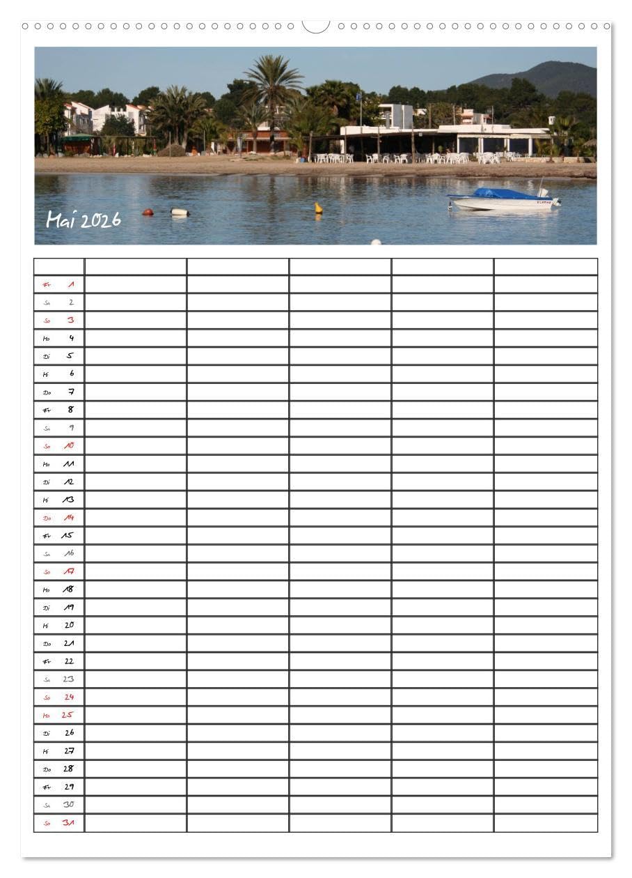Ibiza/Familienplaner (hochwertiger Premium Wandkalender 2026 DIN A2 hoch), Kunstdruck in Hochglanz: Zauberhaftes Ibiza (CALVENDO Orte)