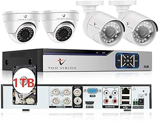 4Channel AHD Camera KIT with 1TB Hard Disk 2.0MP/720P CCTV Security Recording System Kit 2Pcs Outdoor 2Pcs Indoor Camera and P2P Cloud Alarm System Home Security (4Channel(1TB), 2Indoor&2Outdoor)