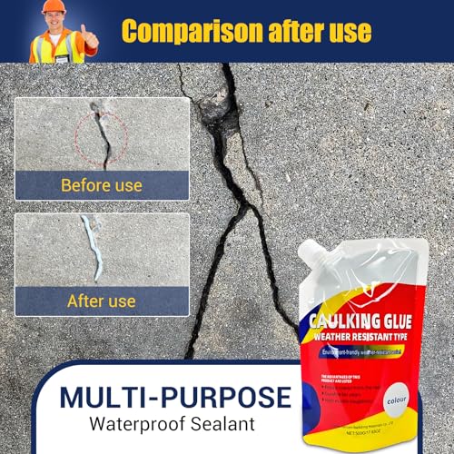 Image of Concrete Crack Filler 3-Pack, Self-Leveling Cement Crack Repair & Waterproof Concrete Sealant, 0.1mm-1 /4 inch Slab & Foundation Crack Sealer for Driveway, Garage Floor, Basement Wall & Patio, 24-48H Cure