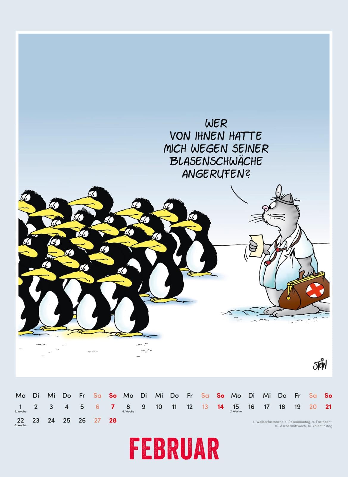 Uli Stein Tierisch großer Kalender 2027: Monatskalender für die Wand im Großformat: Extra großer Kalender im Hochformat mit Spiralbindung (Uli Stein Kalender 2027)