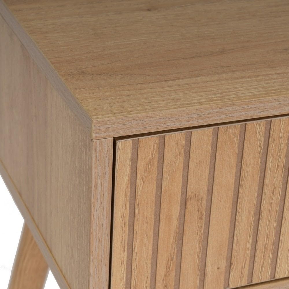 Set de 2 mesitas de noche de 1 cajón laminado color marrón de 45x35x59cm | Mesitas para dormitorio y espacios pequeños . Dos mesillas de noche con patas altas de madera de pino. Soporta 15 kg