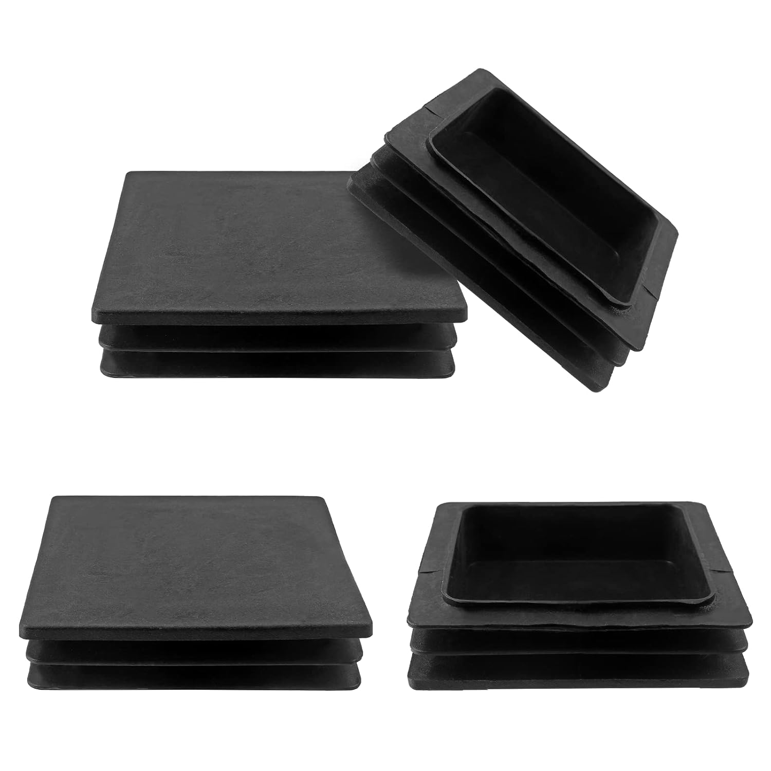 Kemcatui 4 Pcs 4" x 4'' Square Tubing End Caps, Black