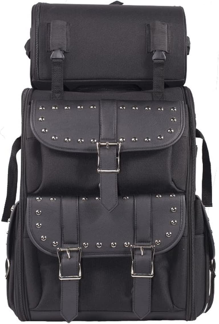 EXCELSIOR INTERNATIONAL MOTORCYCLE LARGE SISSY BAR TRAVEL BAR BAG BACK PACK TRAVEL LUGGAGE BLACK