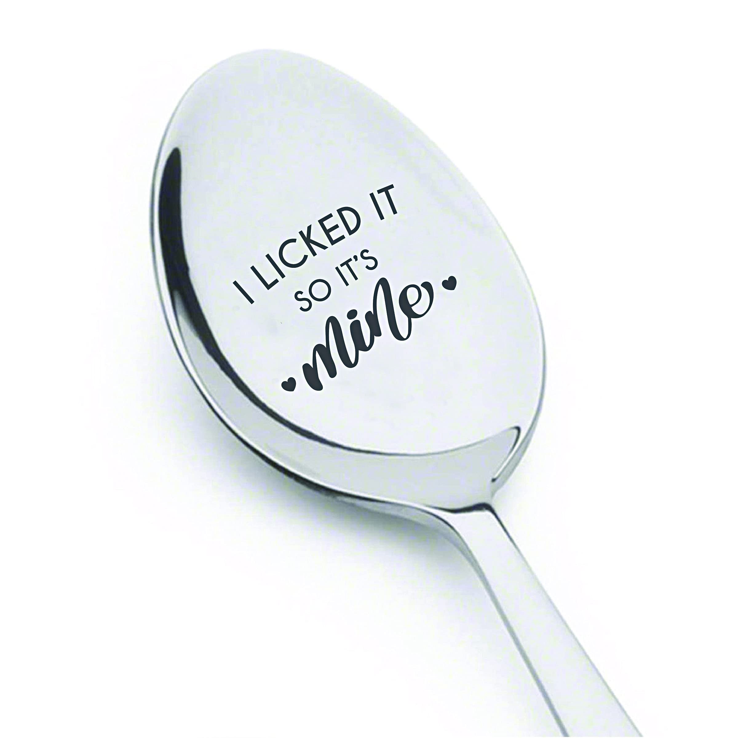 Boston Creative CompanyHusband Gift | I Licked It So Its Mine Funny Engraved Spoon Gift | Funny Gift for Husband Wife | Naughty Humor Gift Christmas Birthday Gift | Romantic Couple Gift - 7 Inch