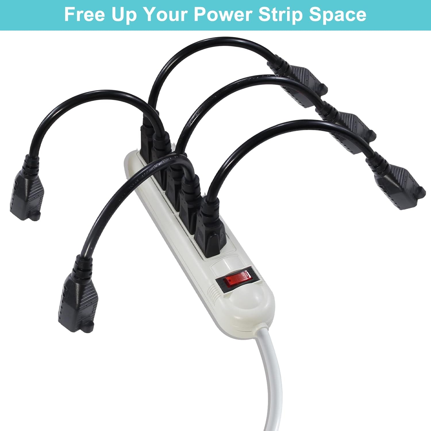 [2 Pack] Short Power Extension Cord 6inch - Black 3 Prong Mini Indoor Grounded Extension Cord,16AWG Small Electrical AC Extension Cord for Outlet Saver,Rated for 13AMP Home Appliance Extender Lead