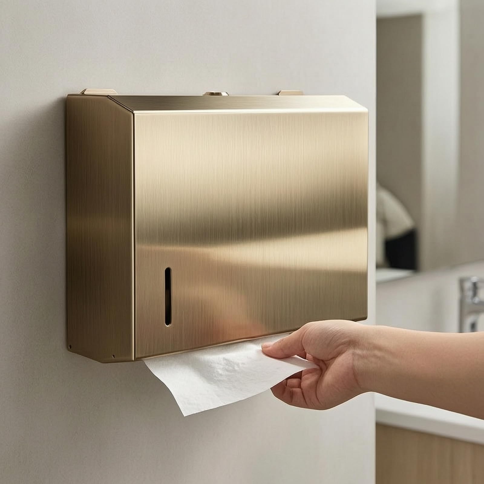 predolo Dispenser in Acciaio Inox con Serratura Resistente Porta Salviette di Carta da Parete Robusto Distributore di Carta a Muro per Ristoranti, Rame Antico