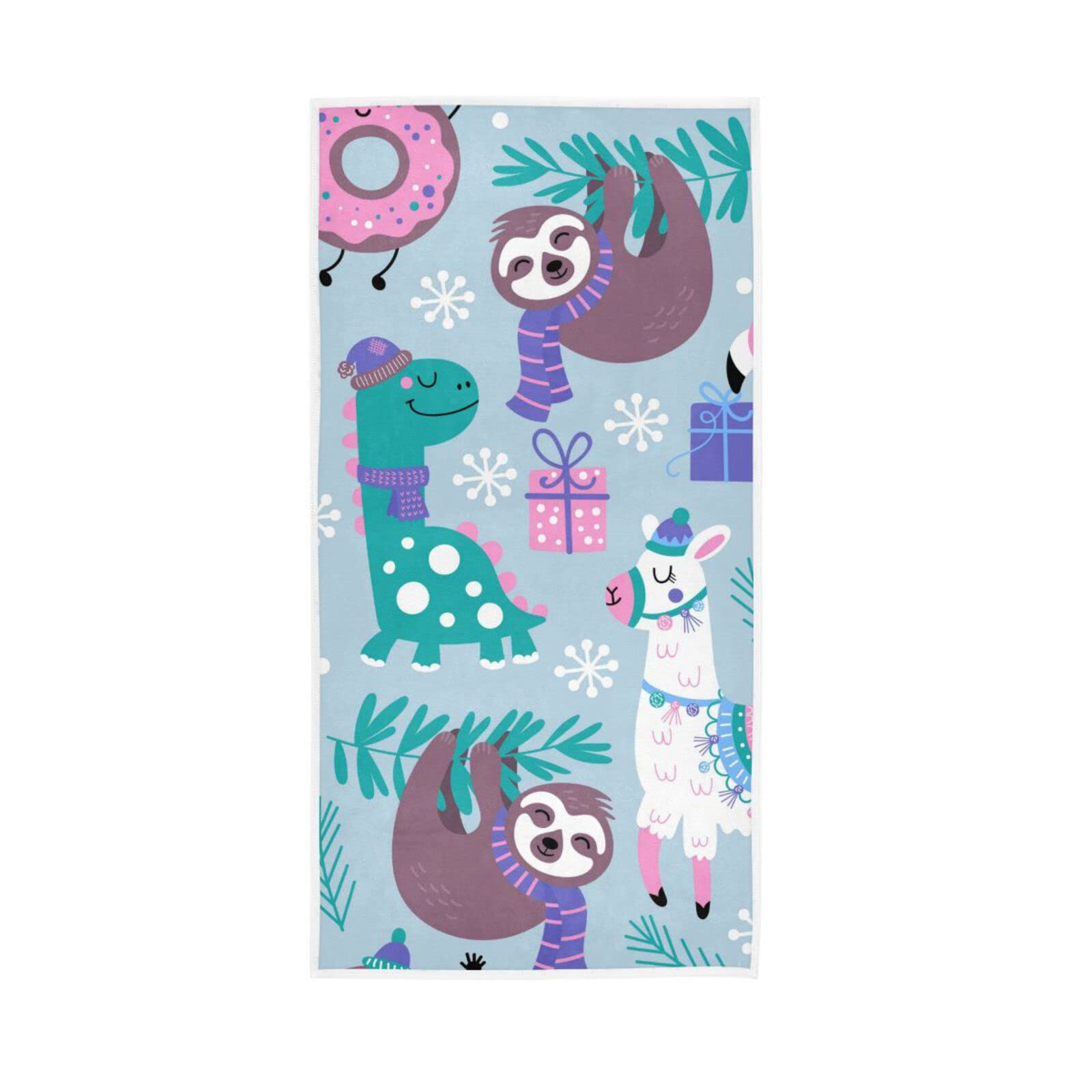 LSRCPD Hand Towels Cute Lama Unicorn Sloth Dinosaur Decor Fingertip Soft Face Towel Absorbent Bathroom Kitchen Towels