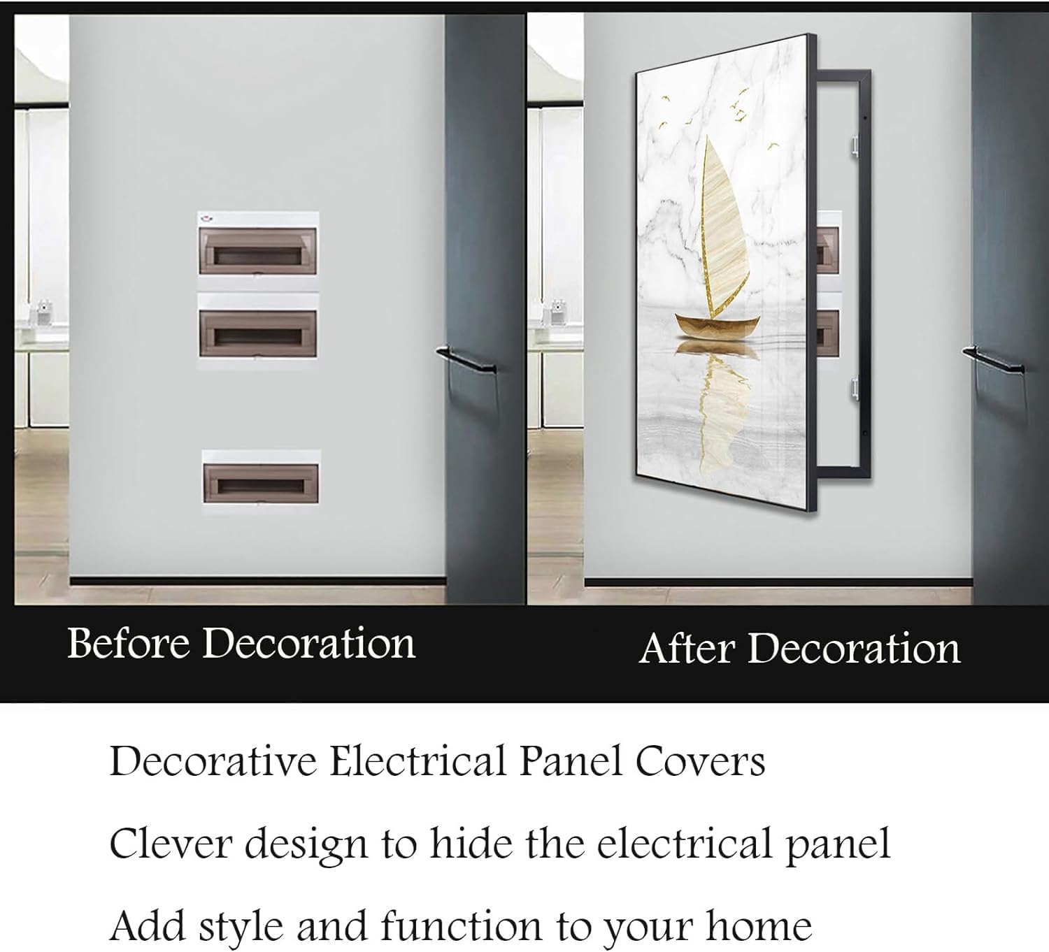 ヒューズボックスカバー、ヒューズボックスカバー装飾電気メーターボックスカバークリエイティブスイッチボックスアート壁掛け絵画スタイリッ