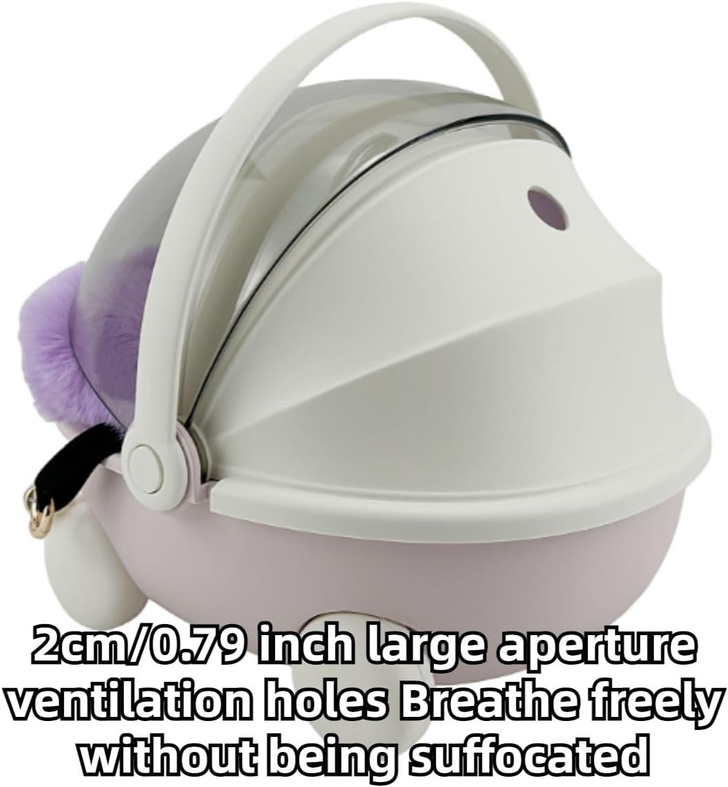 Sugar Glider Carrier Cage with Warm Nest, Cushion, Mat and Safe Lock, Portable Cages with Chain, Small Animals Travel Carrier Plastic Breathable Outgoing Box for Hamsters (Purple)