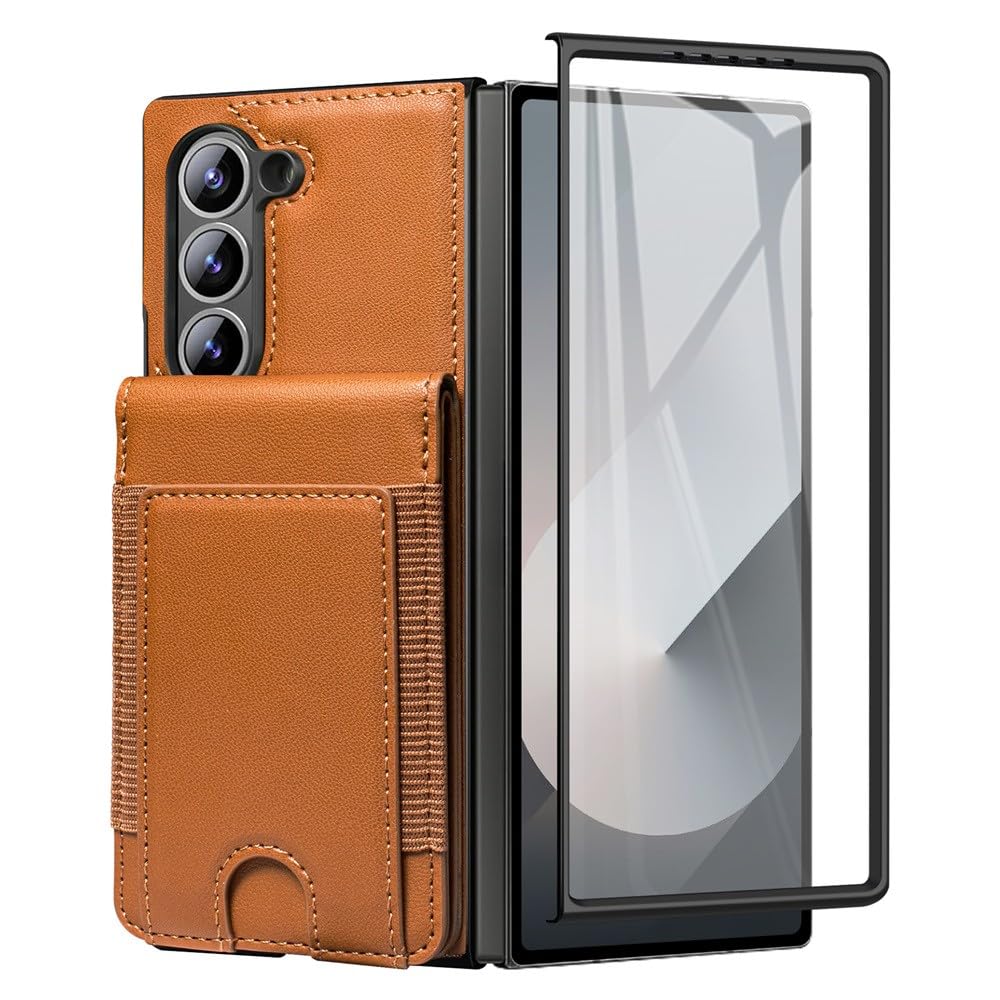 Étui pour Samsung Galaxy Z Fold 5 marron avec protection écran en cuir - 8