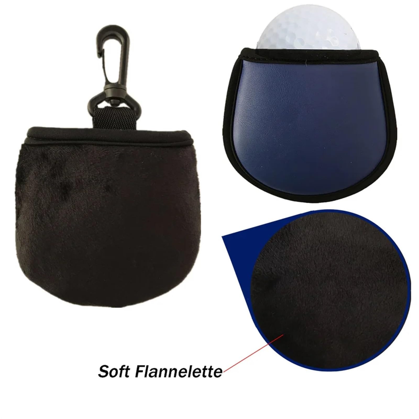 Golfball-Reiniger-Taschen Golfball-Reiniger-Beutel mit Clip, Pu-Leder-Reinigungstasche, Unterlegscheibe, Golfball-Reiniger(2 Pcs Red Grid)