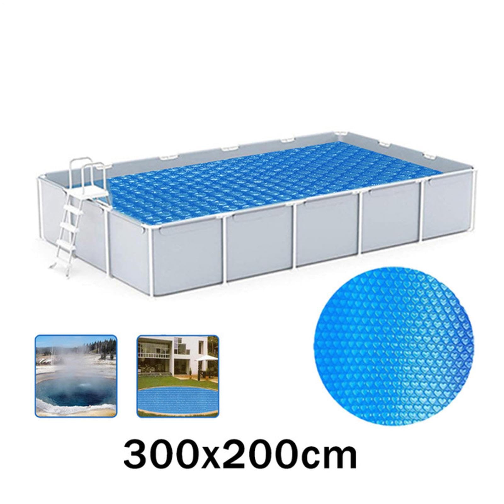 300 x 200 cm Cubierta De Piscina Solar De Natación - Cubierta Solar De Burbujas De Piscina | Protección Solar A Prueba De Lluvia Y Polvo De Polvo Aislamiento Térmico Cuttable para La Protección Solar