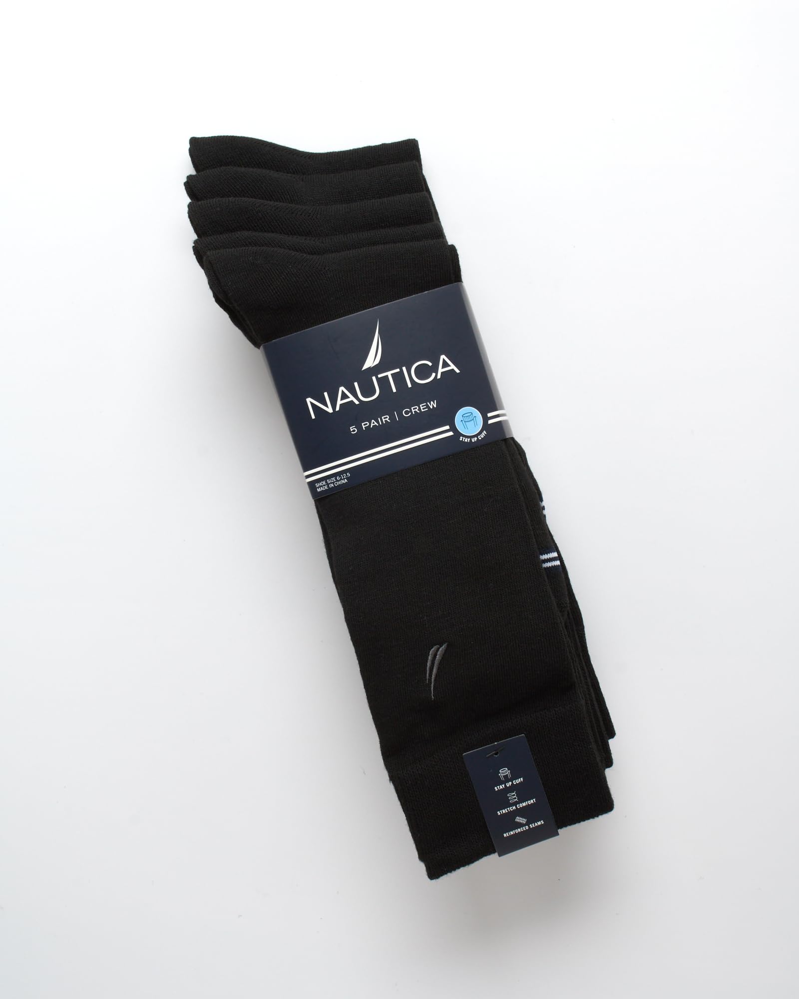 Nautica - Calcetines antihumedad para hombre (5 pares) con puño restante, talla 39-46