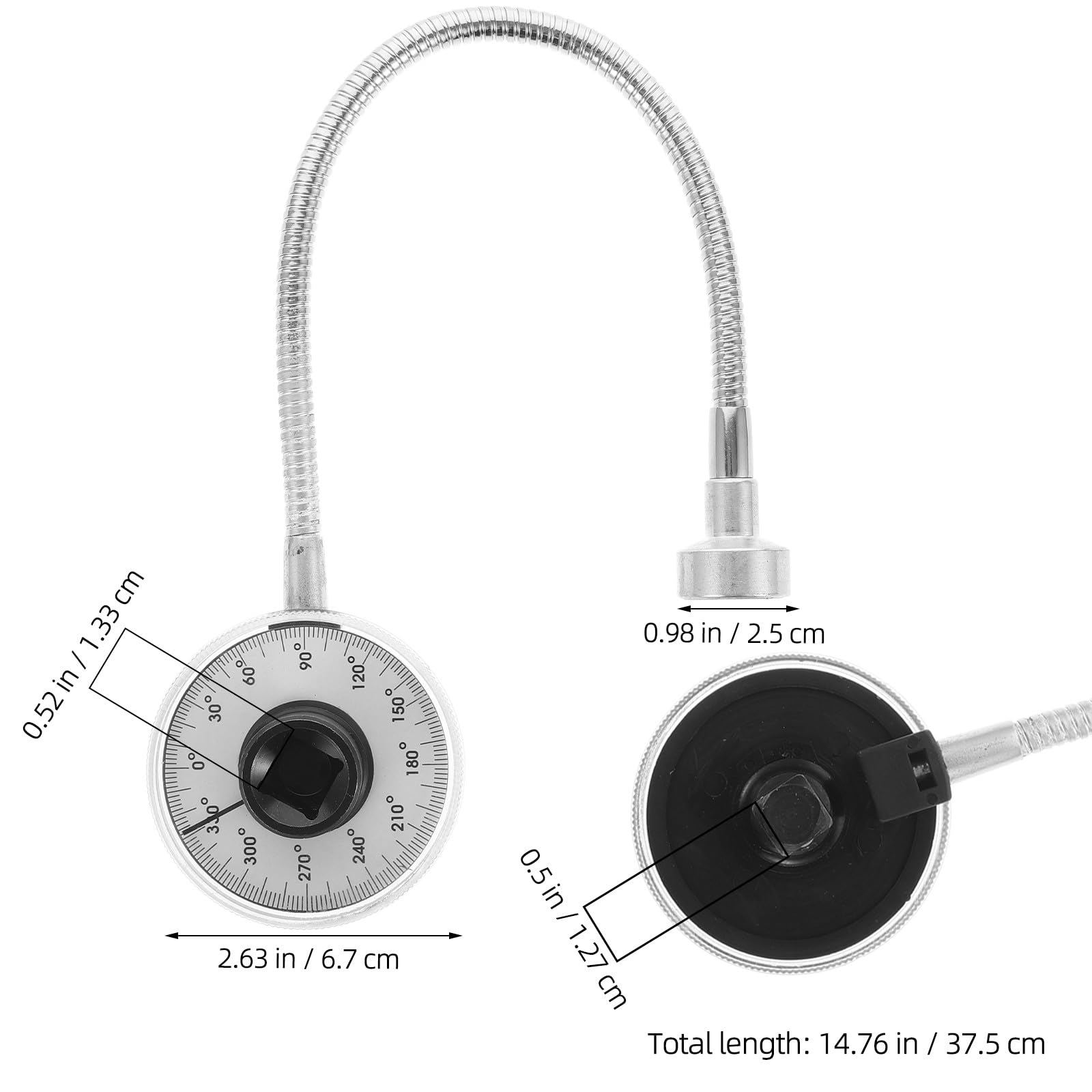 Jauge D’Angle de Couple Magnétique 1/2 Cadran à Aiguille Compteur Angulaire pour Clé Dynamométrique Outil de Mesure Précis pour Atelier et Réparation Automobile