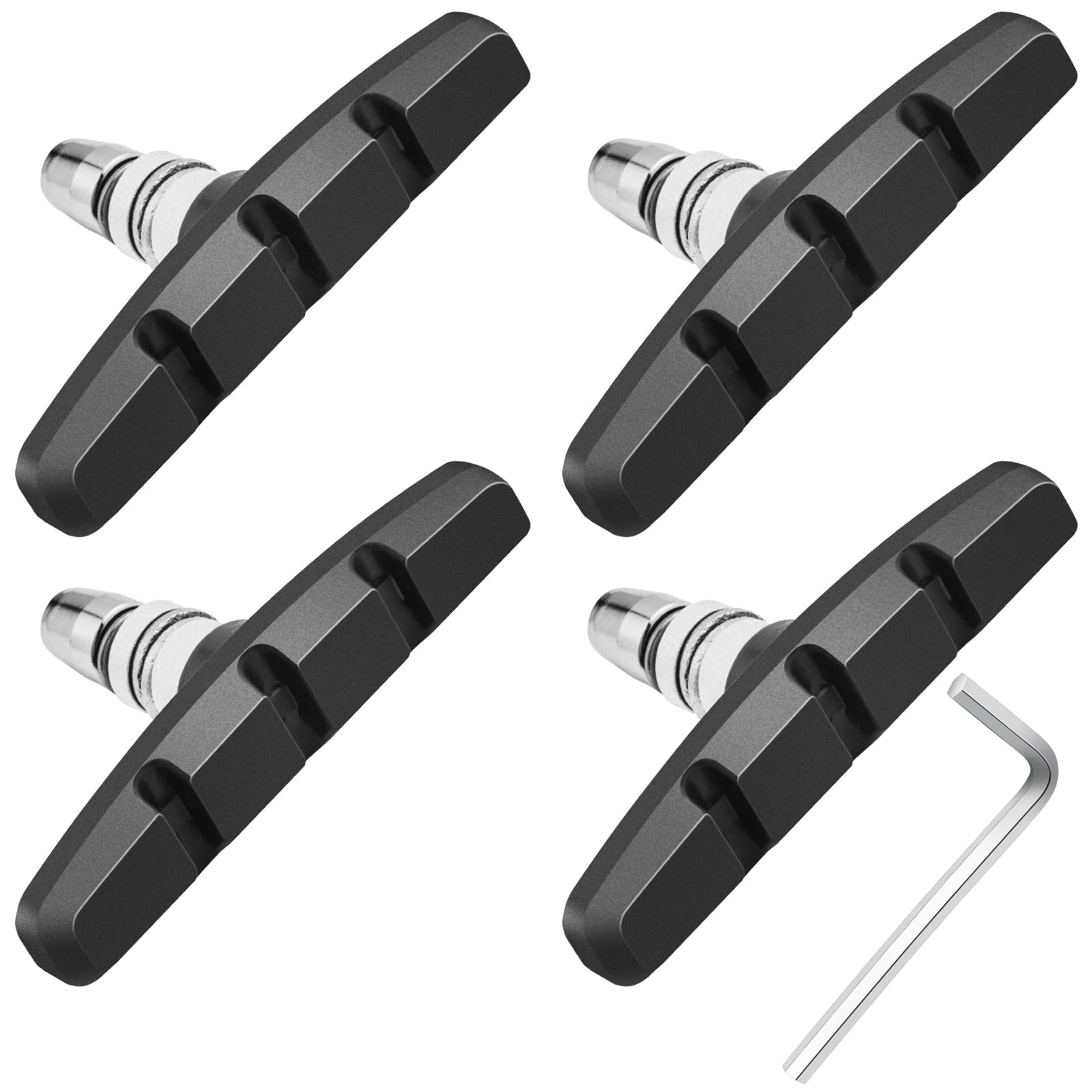 Zacro Bike Brake Pads, Powerful Mountain Bicycle V Brake Pads, Bike Brake Blocks Kit with Hex Wrench, Hex Nut and Shims, No Noise No Skid, Bike Brake Pads Replacement for Front and Back Wheel