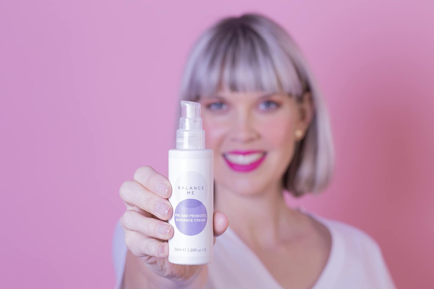 Balance Me Pre and Probiotic Radiance Cream - Face Moisturizer with Hyaluronic Acid & Squalane - For all Skin Types - Vegan - Made in UK - 50ml