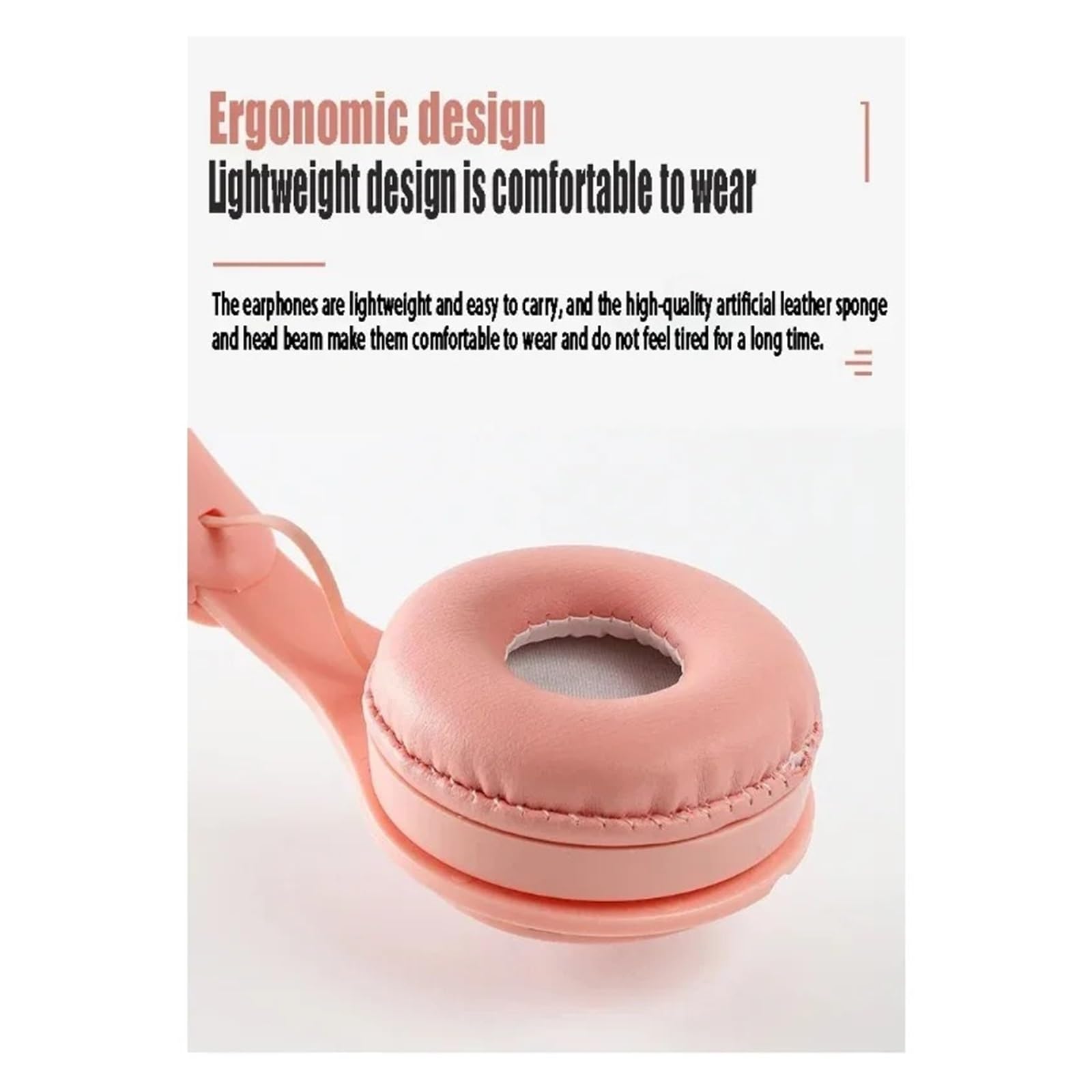 Auricolare 5.3 Auricolare Bluetooth Auricolare sportivo pieghevole Cuffie da gioco Cuffie over-ear(Pink)