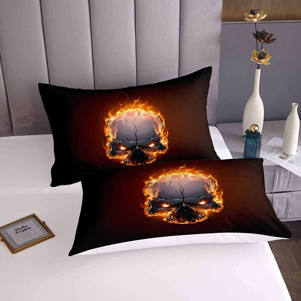 Set di biancheria da letto trapuntata con teschio a mano di Halloween e ragazzi ultra morbido stile ossa gotiche Set di biancheria da letto trapuntata bianco nero240x220cm