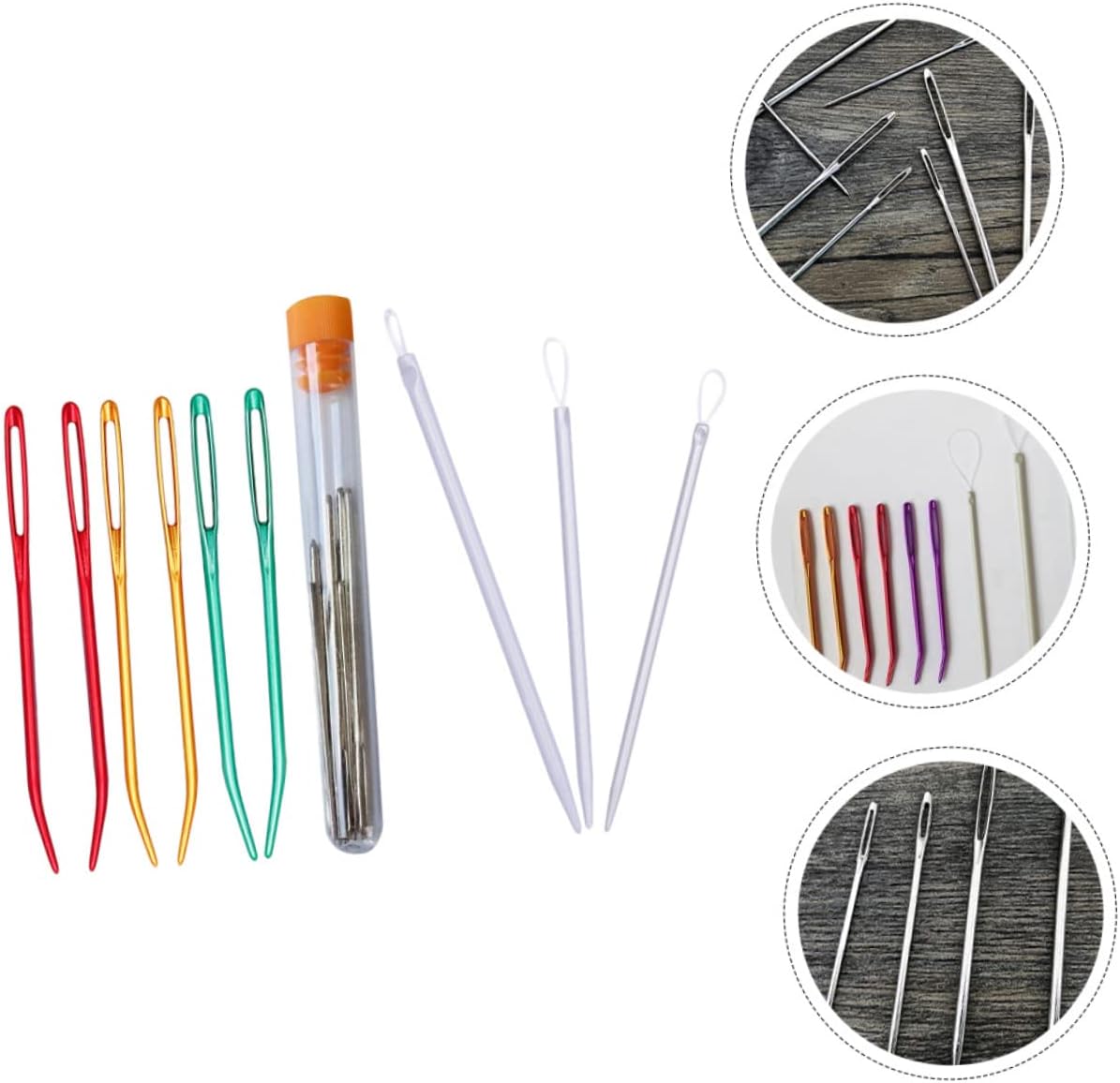 VILLFUL 18-Piece Large Eye Sewing Needle Set Hand Quilting Needles for Knitting DIY Craft Projects Random