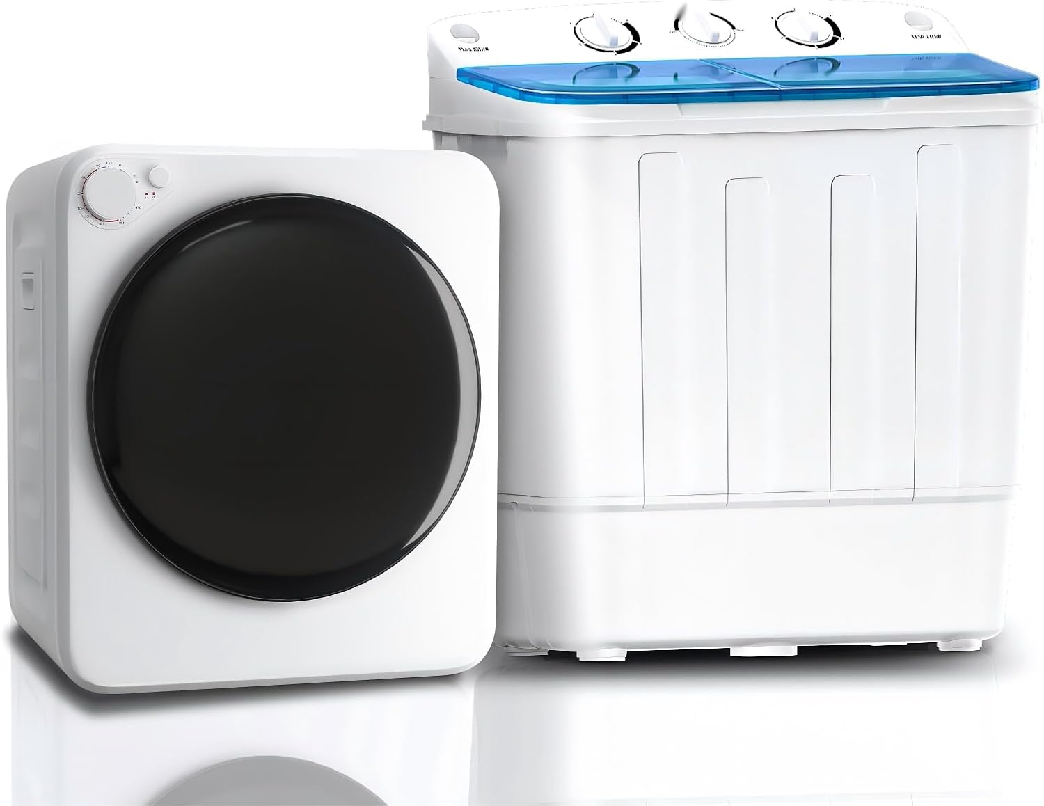 DOGHLY Portable Washer and Dryer Combo Set, 1.8 Cu.Ft Portable Clothes Dryers, 5 Drying Modes, 32 lbs Twin Tub Washing Machine, Compact Washer and Dryer for Apartment, RV, Dorm