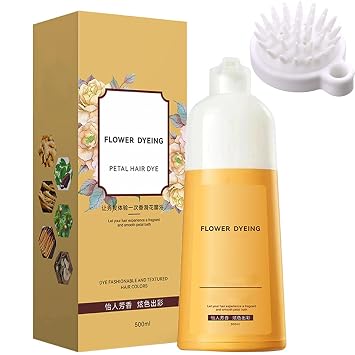 2025 Japanese Petal Rose Hair Dye Shampoo, Long-Lasting & Natural Hair Color Shampoo to Cover Gray Hairs, Nourishing Instant Plant Based Hairs Color Sham-poo for Women & Men Black