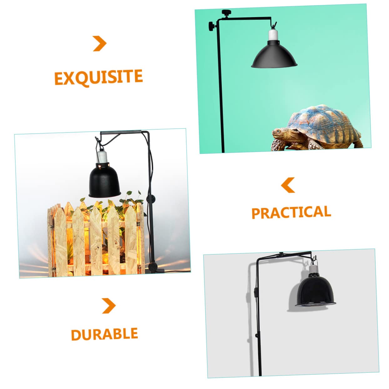 Abaodam Supporto Regolabile Alta Resistenza per Lampada Riscaldante Rettili in Metallo Nero e Facile Installazione, per Box di Rettili e Animali Arrampicatori