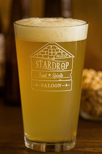 Miniatura 4 de Hat Shark Stardrop Saloon Rustic Bar Food Game Parody Sign Logo - Vasos de pinta grabados con láser para cerveza, jarra de 16 onzas