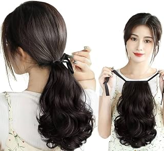 Alizz short Wavy Black Hair Extension with Ribbon Tie, Synthetic Ponytail Style, Heat Resistant, Natural Looking Hair Acce... Price In India