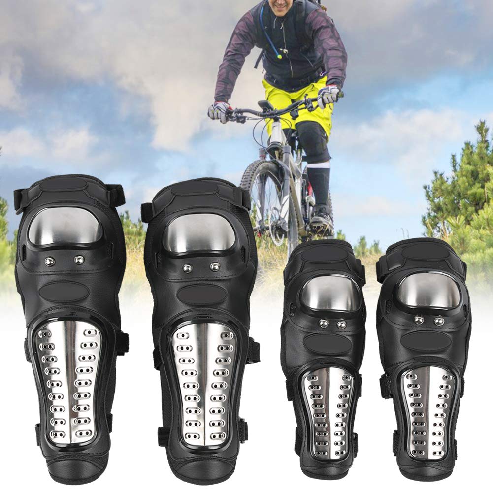 Ensemble de coudières de genou en acier inoxydable, équipement de protection haute résistance avec un design respirant pour moto, vélo de montagne, ski, skateboard, sport,