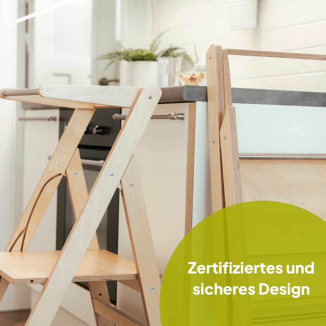 Ette Tete Faltbarer Lernturm mit Verstellbarer Höhe STEP'n'FOLD (Schwarz)