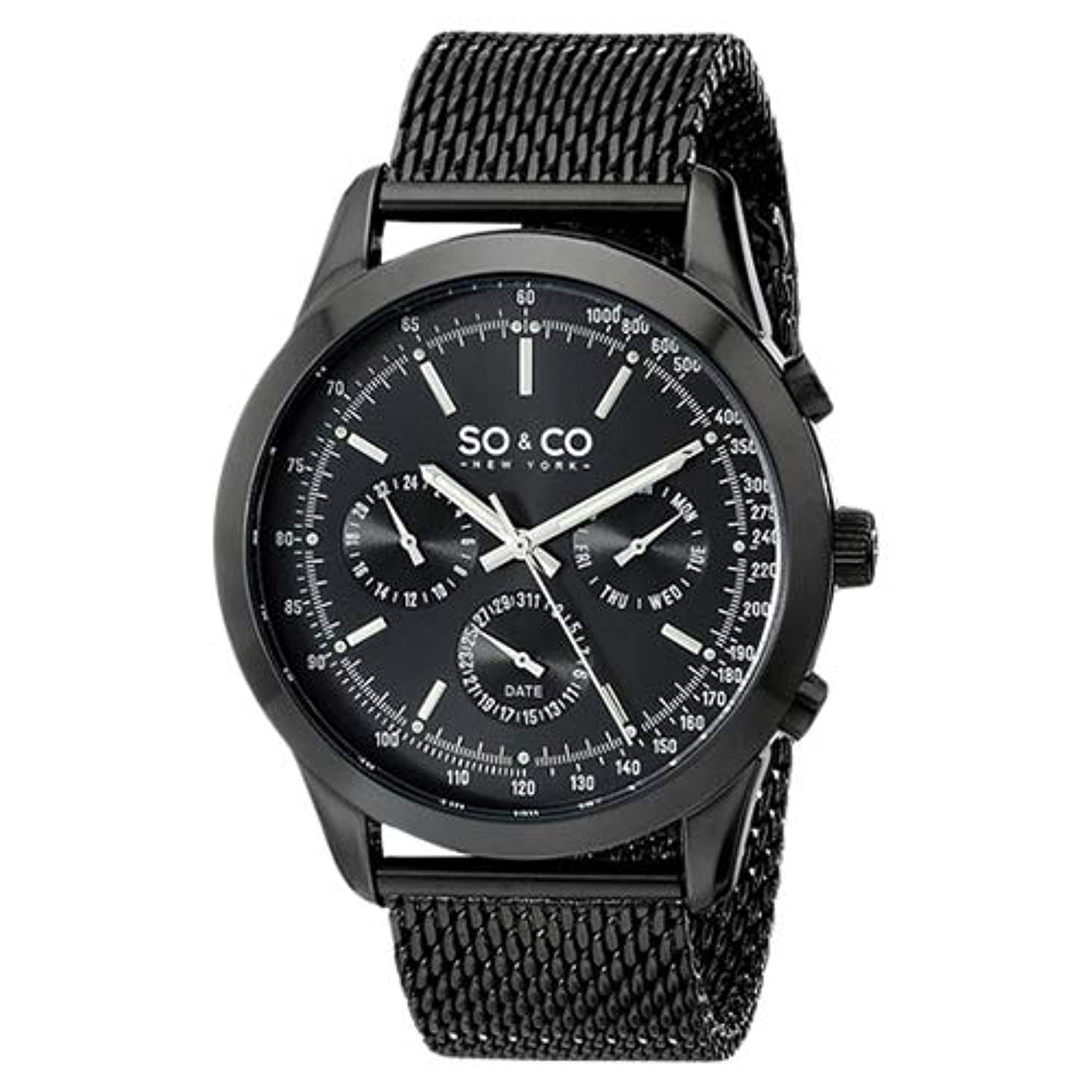 SO & COSo&Co New York Men Black Dial Stainless Steel Band Watch - 5006A.3, Analog Display