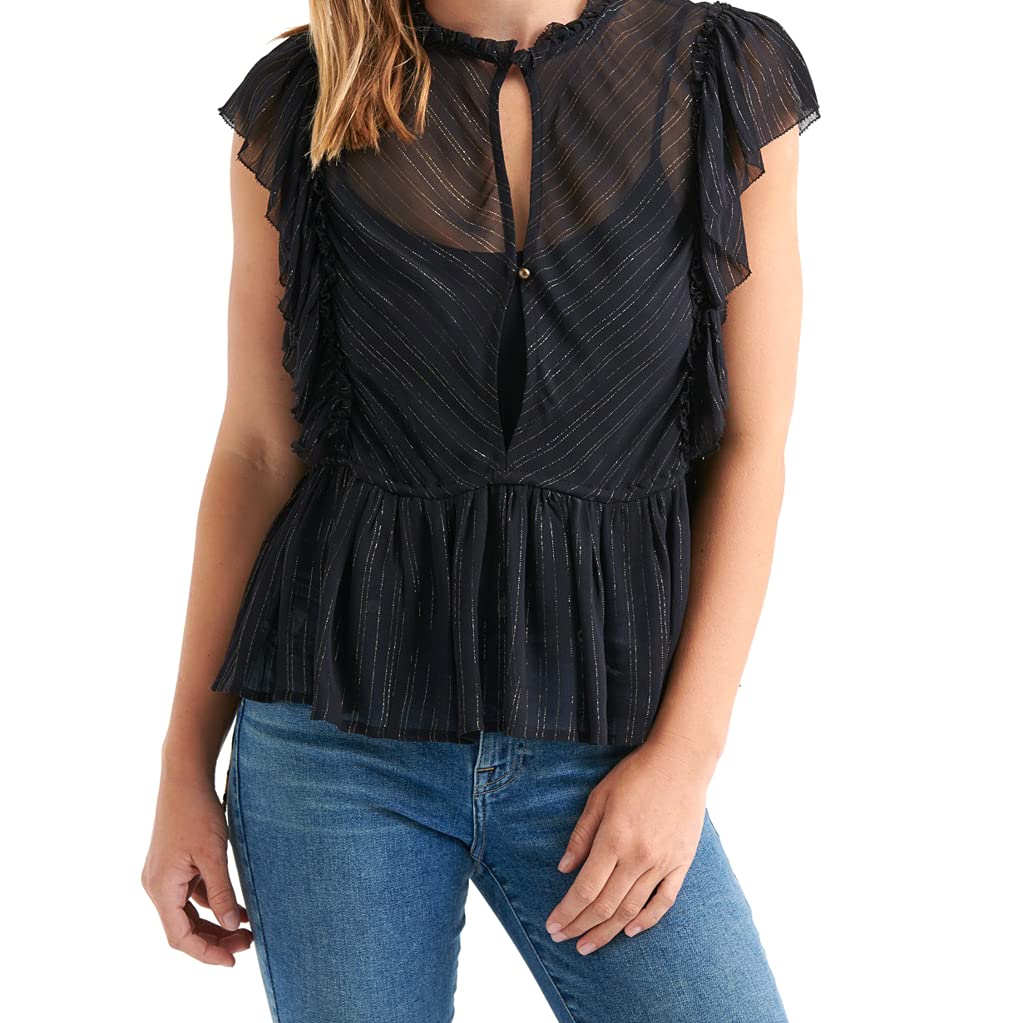 Lucky Brand Women's Stripe Ruffle Party Top
