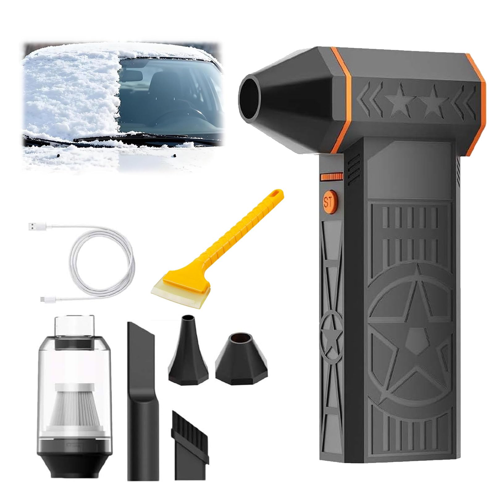 Souffleuse à neige thermique 5000 W, déneigeuse portable avec LED, décongélation, séchage, nettoyage