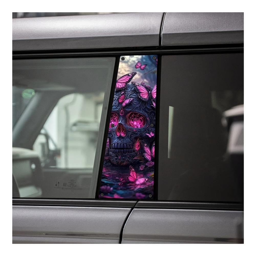 Bertdcx One Color Vivid Pink Butterfly Car Sticker Self Adhesive Glossy Vinyl B-Pillar Protector Auto Parts
