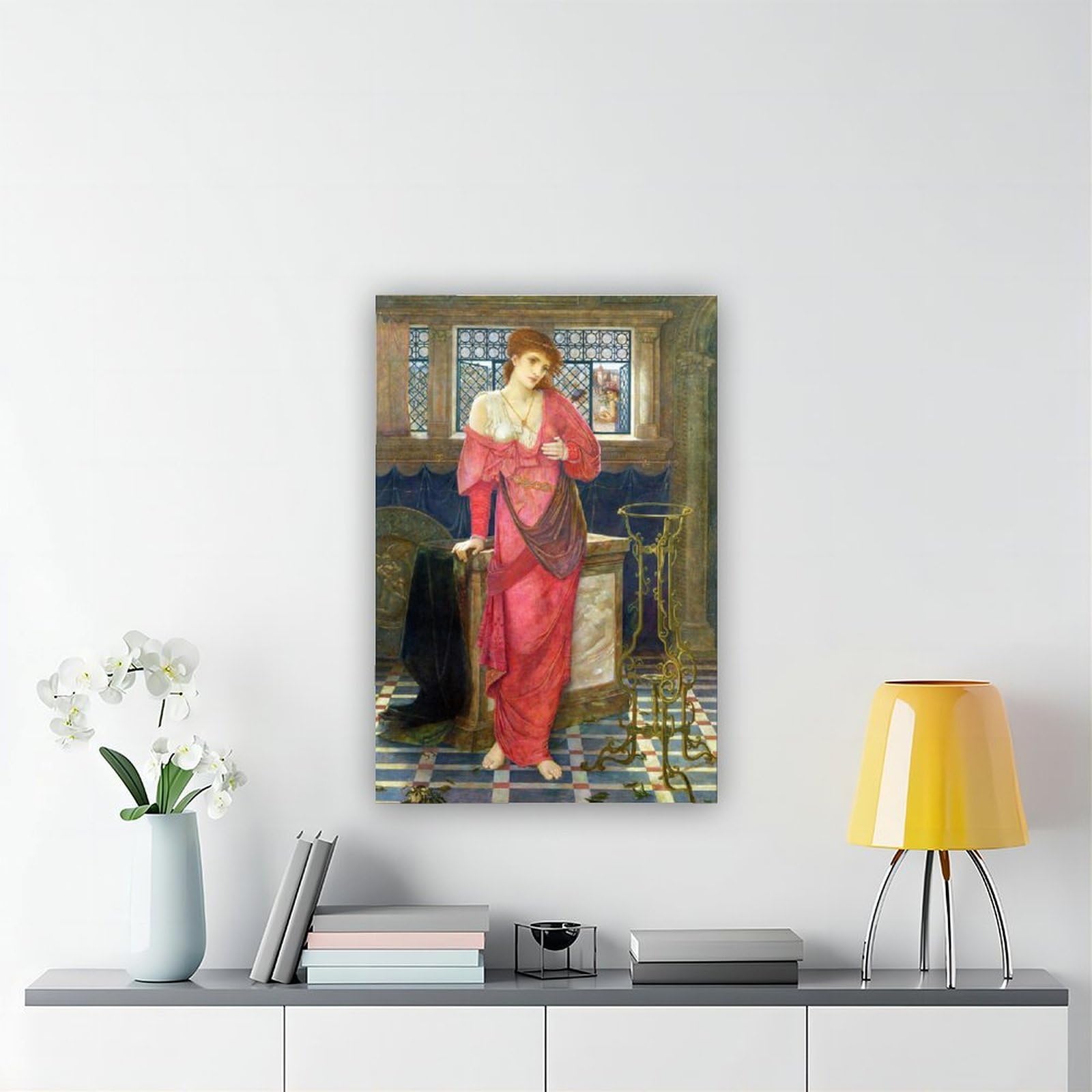 ANFOTCM John Melhuish Strudwick, Isabella I Garnek Bazylii, obraz na płótnie, plakat na ścianę, dekoracja domu, szkoły, biura, 40 x 60 cm, 16 x 24 cale