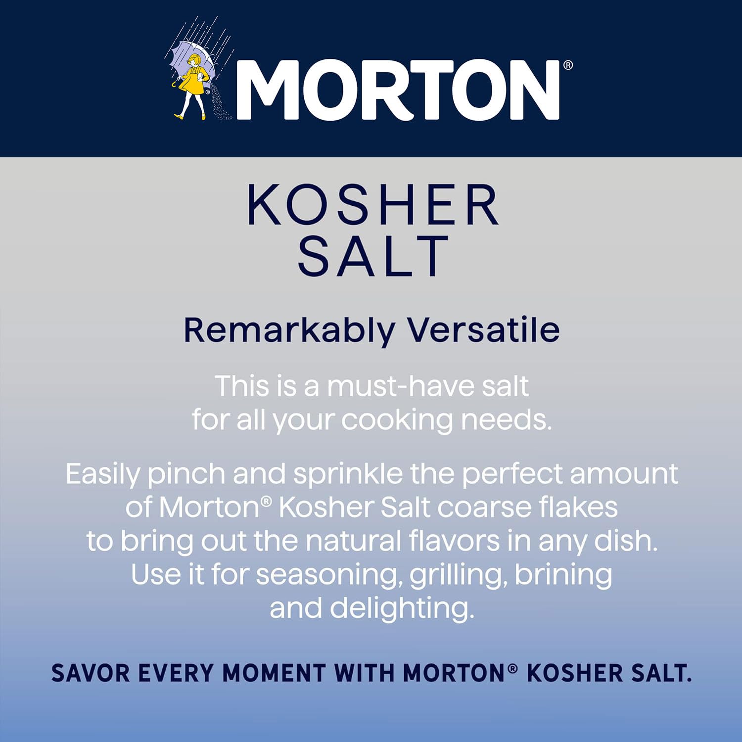 Morton Lot de 2 sels casher grossiers, parfaits pour la cuisine et la pâtisserie, 1,4 kg